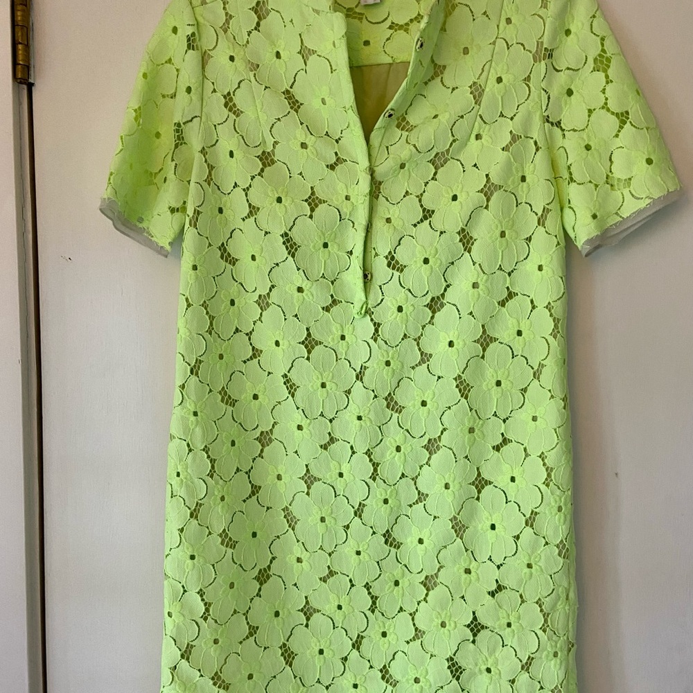 Diane Von Furstenberg Bright Lime Green Lace Dress Size 2